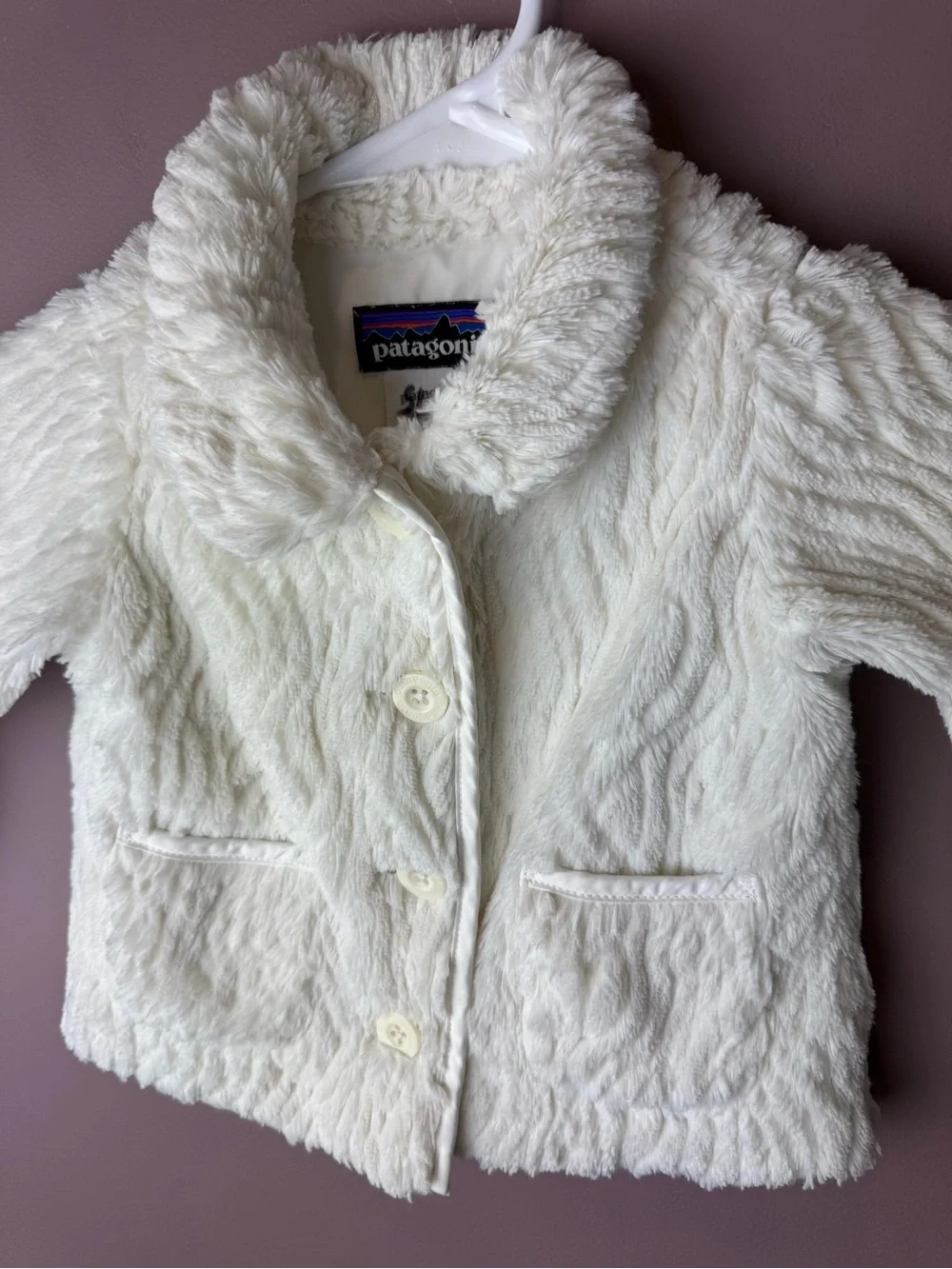 Patagonia Kids White Faux-Fur Jacket 12M